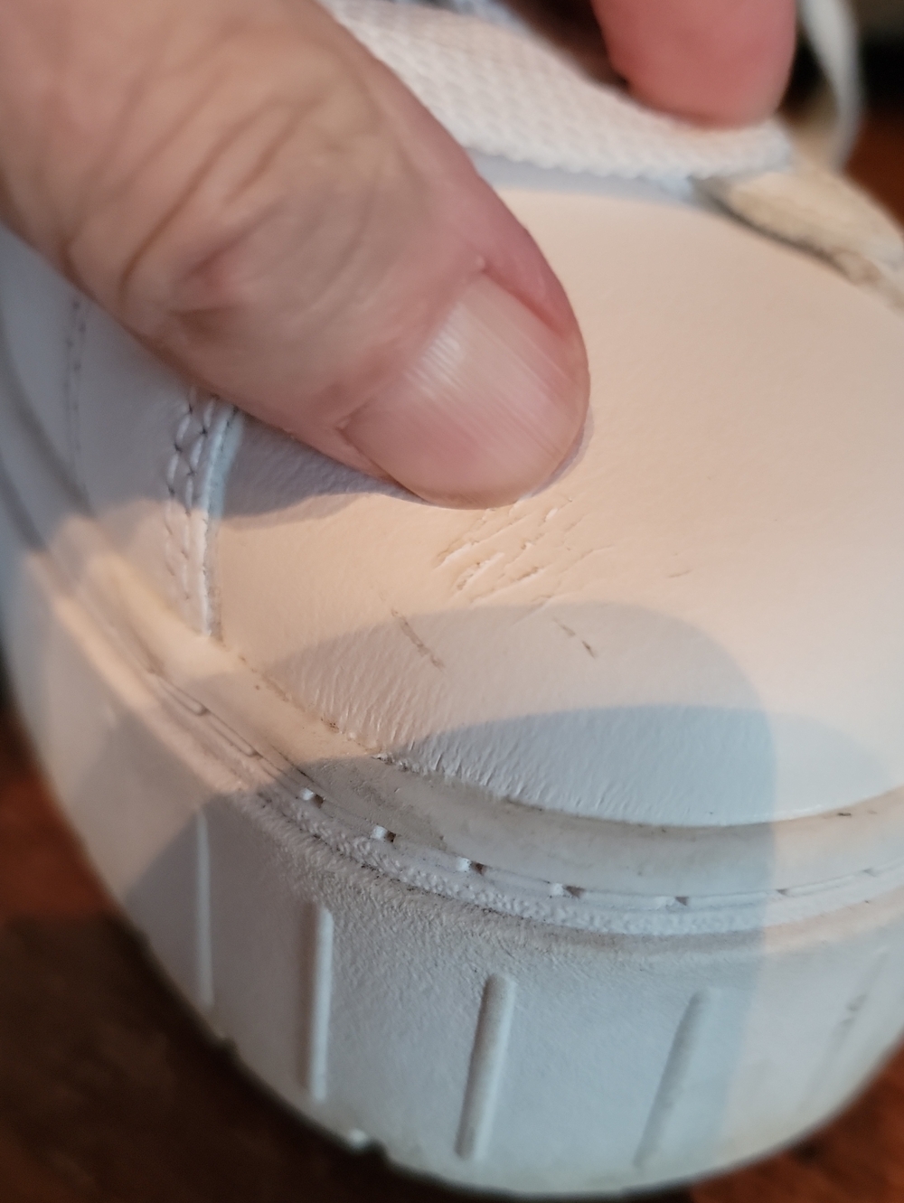Women's White Platform Sneakers with Black Accent - Picture 3 of 10